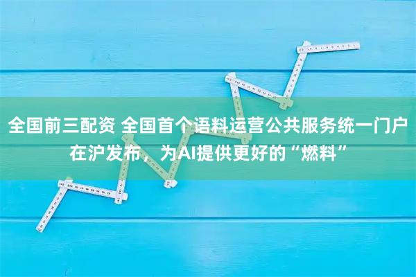 全国前三配资 全国首个语料运营公共服务统一门户在沪发布，为AI提供更好的“燃料”