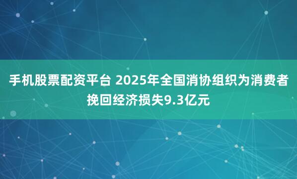手机股票配资平台 2025年全国消协组织为消费者挽回经济损失9.3亿元